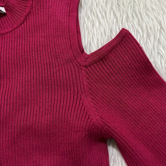 WHBK women’s pink rib knit cold shoulder long sleeve top size small NEW - Picture 4 of 7